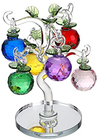 BTSKY Kristall Glas Apfelbaum - Kunstbaum Figur Ornament Tischdeko Feng Shui Kristall Apfelbaum Deko