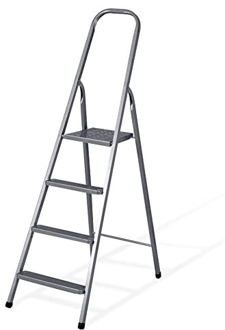 VITO 3 Stufen Stehleiter, Haushaltsleiter 3 Stufen, Alu-Sicherheits-Stehleiter, 3 Stufen Leiter, Mehrzweckleiter, Alu-Sicherheits-Stehleiter, Länge 1,3m EN, 3,9kg - VIEME3
