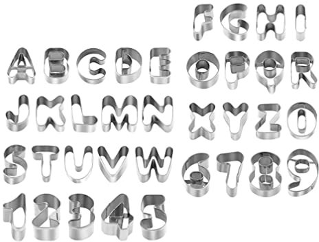 HEMOTON Keksformen Mini- Metall- Ausstecher- Set Nummer Alphabet- F?rmige Keksausstecher Formen Backset Edelstahl- Metallformen Ausstecher zum Backen in Küche 36- TLG Backwerkzeuge