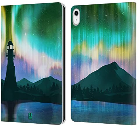 Head Case Designs Faro sul Mare Luci del Nord Custodia Cover in Pelle a Portagoglio Compatibile con Apple iPad 10.9 (2022)