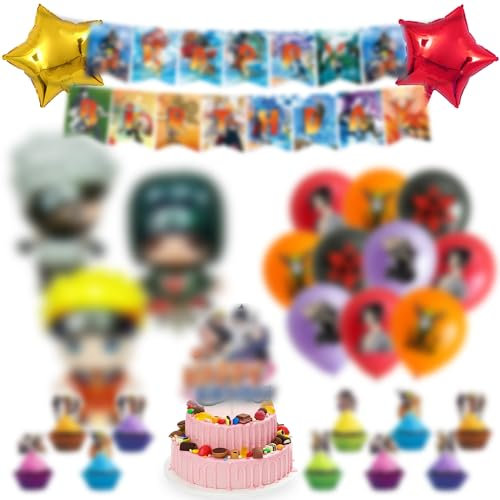 Geburtstag Deko Junge Mädchen 44 Stück, Luftballons Geburtstag, Folienballon,Cake Topper Tortendeko,Happy Birthday Banner,Für Kinder geburtstag Party Geburtstag 7 8 9 Jahre