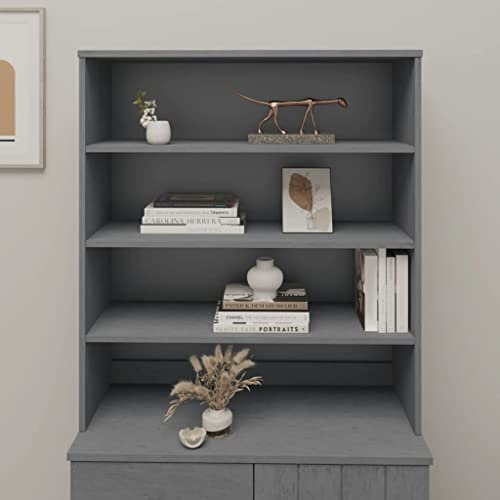 FIRBNUS 90x30x100 cm Highboard Aufsatz mit 5 Schubladen und Holzgriffen Kommode Beistelltisch Highboard Schubladenschrank Schrank Anrichte Beistellschrank Dunkelgrau Massives Kiefernholz