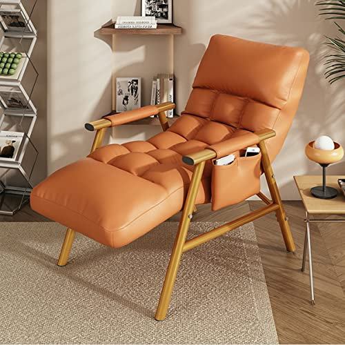 YCKEGEW Relaxsessel Wohnzimmer Comfy Relaxliege Stuhl Für Schlafzimmer,Gepolsterter Akzentstuhl Moderner Sessel Mit Stahlgestell,Einzelsofa Für Die Leselounge Auf Dem Balkon (Color : Orange)
