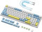 AJAZZ AK992 Wireless Hotswap Gaming Keyboard,Tri-Mode 2.4G/BT5.0/Wired,Custom USB C Coiled Cable,Programmable RGB,GASKET Mount,PBT Keycaps,Volume Knob,4000mAh Battery for PC/Mac/Win/PS4(Blue Switch)