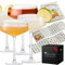 YULVINE Coupé-Gläser-Set, mundgeblasen, 340 ml, Kristall, großer Stiel, Martini-Gläser mit Cocktail-Guide, für Champagner, Riesen, Dessert, Bar, Cosmopolitan, Manhattan, Gimlet, Pisco Sour