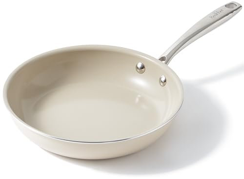 Redchef Padelle Ceramica Antiaderenti, Padella a Induzione 24 cm Con Antiaderenti In Alluminio, Batteria Pentole Induzione Per Tutti I Piani Cottura,Senza Ptfe, Pfas, Pfoa, Adatte Per Forno, Beige