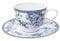 H&H Kensington Set 6 Tazze Tè, in Porcellana, Blu e Bianco, 240cc, con Piattino, Stile Inglese