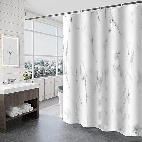 Lkw Ogechi 200 cm Drop Rideau de Douche Polyester Marbre, Max. 300cm Large, Rideau de Salle de Bain Lesté Lavable et Imperméable, Rideaux Douche de Chambre Humides Antimoisissure (180X200cm)