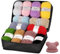 ilauke 12 diversi colori di filato di cotone per uncinetto, 60g (12x5g) di filato per maglieria a mano set di filati di cotone in lana acrilica con borsa per il trasporto per uncinetto e artigianato