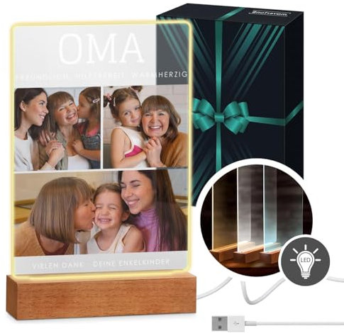 Maverton 3D Cuadro Personalizado con Foto y Texto - Luz LED Lampara de Mesita de Noche - San Valentin Boda Aniversario Pareja, Hombre y Mujer, Dia Del Padre Regalos - 21 x 30 cm o 15 x 22 cm, USB-A