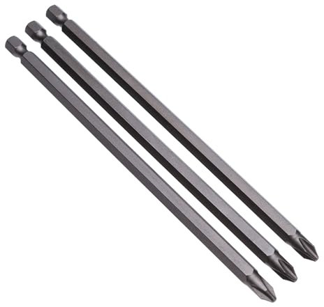 PH2 Long Drive Bit, Phillips Drive Bit 2mmx250mm, Crosshead Screwdriver, Extralong S2 Steel Cruciform Driver, Impact Driver Torsion Bit, Hex Shank for Screwdriver Cordles Drill and Impact Tool (3pcs)