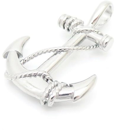 Bungsa Edelstahl Anhänger Silberner Anker mit Seil Anchor Kettenanhänger Damen und Herren