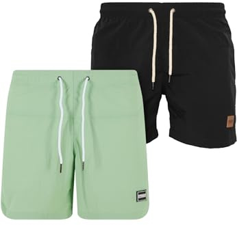 Urban Classics Herren Badehose Block Swim Shorts 2-Pack, 2er Pack Badehose für Männer, schnell trocknend, erhältlich in vielen Farben, Größen XS-5XL