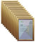 M1SS (Set of 12 - A4 Gold Photo Frame Styrene Front A4 Size Picture Frames Certificate Wood Effect Posters Portrait Wall Mountable Gift Wall Art Gallery Home Decor (21 x 29.7 cm)