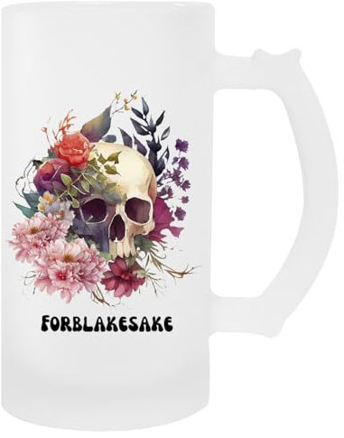 Generisch Forblakesake Floral Skull Transparent Bier Becher Mit Griff Beer Mug With Handle