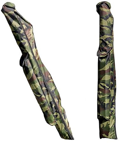 Copechilla Borsa per canna da pesca impermeabile ispessita, colore mimetico, con tracolla, 146 cm, con cerniera laterale, attrezzatura da pesca, Mimetico, 146CMX22CM, Per esterni
