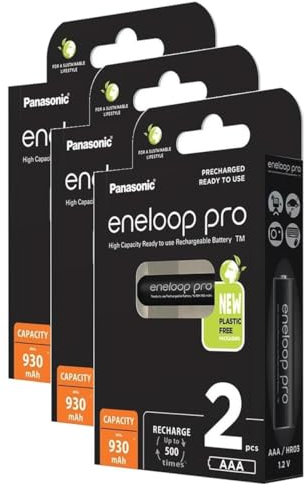Eneloop Pro Lot de 3 x 2 Piles Rechargeables Micro 930mAh AAA Ni-MH
