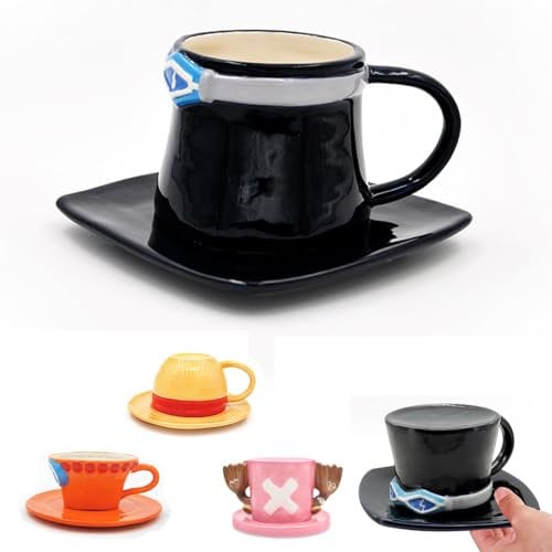 MeYuxg One Piece Tazza, Sabo Anime Tazza, Tazza da Caffè in Ceramica, One Piece Regalo, Regalo di Compleanno, Souvenirs, Tazza Regalo per Latte, Caffè e Succhi (Nero)