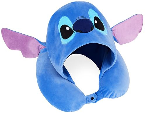 Disney Stitch Reisekissen Kinder Teenager und Frauen, Memory Foam Nackenkissen Flugzeug (3D Dunkelblau)