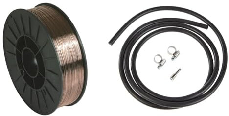 GYS -Bobine de Fil Acier Ø 0, 8 G3Si1/ ER70S-6- Bobine S200/ 5 kg & Telwin 802067 Kit Attelage Bouteille Industrielle pour Soudage Mig-Mag, Laiton