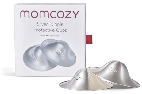 Momcozy 999 Silver Nursing Cups Original Perforated Breathable Design, Silver Nipple Cover for Breastfeeding Essential, Silver Nipple Shield for Nursing Newborn, Metal Nipple Shields, XXL Size