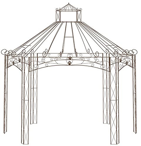 Homgoday Pergola für den Garten, braun, antik, 400 x 258 x 378 cm, Eisen, Pergola, für den Garten, für Camping, Party, Feiern, Outdoor, Pergola