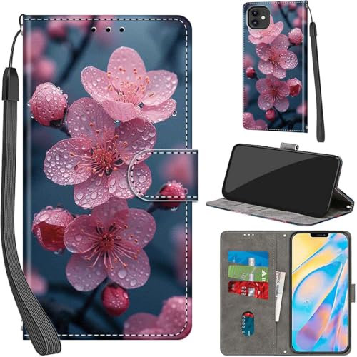 PHINIENLAND Case for iPhone 12 / iPhone 12 Pro Case Premium PU Leather Flip Wallet Cover with Card Slots Kickstand Magnetic Book Cover Compatible with iPhone 12/12 Pro Cover - Flowers