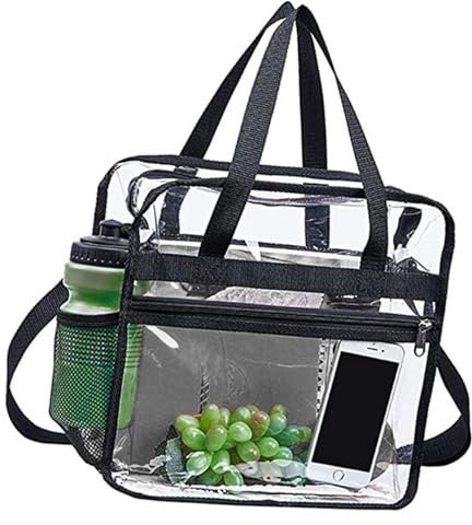 Ksvaye Durchsichtige Tasche Transparente Tragetasche Clear Bag Stadion Zugelassen Schultertasche Handtasche Klar Reisetasche aus PVC für Bibliothek Fitnessstudio Flughafen Strand Borsa (30x30x15cm)