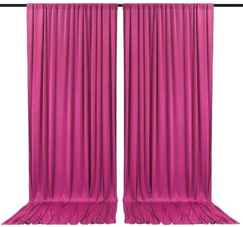 Lot de 2 rideaux de fond rose rouge de 3 x 2,1 m pour fêtes, mariages, fêtes prénatales, enterrement de vie de jeune fille, Halloween, Noël, fête d'anniversaire, séance photo, décoration