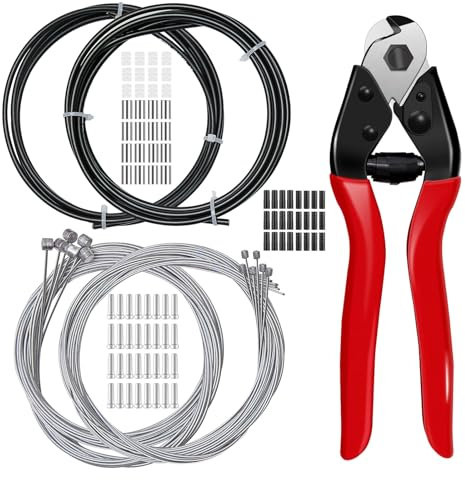 TFUTLT 103Pcs Bike Brake Cable Kit with Stainless Steel Bike Cable Cutter,Brake Cable and Bike Shifter Cable Housing Set with Bike Cable End Caps,Copper Sleeves and O-Rings Kit for Mountain Road Bike