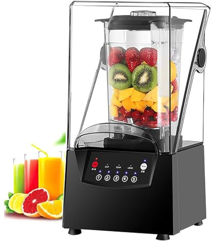 LSHFYV Commercial Blender Smoothie Maker, Smart Blender Digital Touch Screen, Speed Adjustable Blender 2L Smoothie Maker Commercial Food Processor with Noise Reduction Cover for Drinks Smoothies