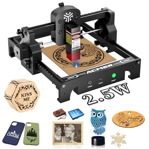 ACMER S1 Laser Graviermaschine für Metall/Glas/Holz, 2.5W Laser-Ausgangsleistung, lasergravur maschine, gravur werkzeug, DC24V, Arbeitsbereich 5.1 * 5.1inch (S1 2500mW)