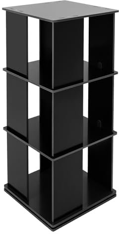 Alnemy Drehbares Bücherregal 360° drehbare stapelbare Regale Quadratischer Bücherregal-Organizer Bodenstehendes Bücherregal Aufbewahrung für das Home Office (Schwarz)