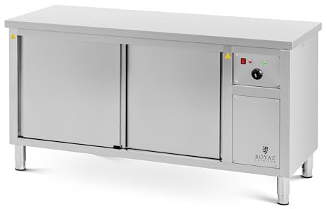 Royal Catering Armario Caliente de 160 x 60 x 85 cm Temperatura de 30 a 80 °C Acero Inoxidable (304) con Placa Reforzada Calentador de platos para catering Armario calefactado para banquetes