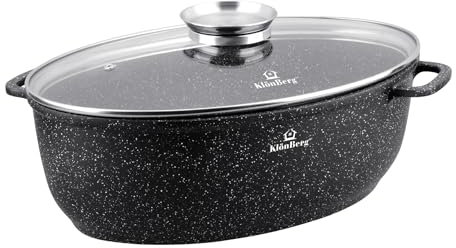 Klönberg Teglia antiaderente da 8 l, con coperchio KB 4037, nero