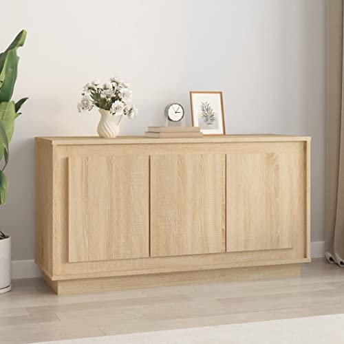 puraday Sideboard Schrank 102x35x55 cm Seitenschrank Esszimmerschrank Standschrank Beistellschrank Aufbewahrungsschrank Holz für Schlafzimmer Wohnzimmer Küche Flur Esszimmer Sonoma-Eiche