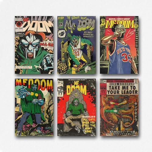 Gufatoo Mf Poster, Doom Rapper, Musik, Vintage-Comics, Musikposter für Zimmer, ästhetische Leinwand, Wandkunst, Schlafzimmerdekoration, 20 x 30 cm