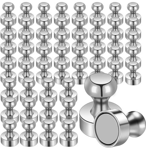 Aenienoe 54Stück Magnete für Magnettafel kleine Magnet Neodym Magnete Extra Stark Magneten Starker Halt Whiteboard Kühlschrank Magnet mit Griff Fotos Schule Silber