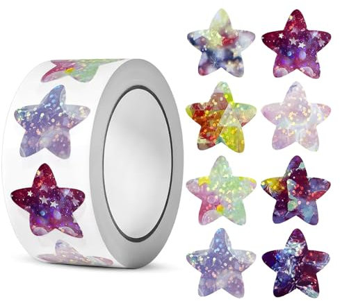 500 Stück Sterne Sticker, Stern Aufkleber Sterne, Glitzer Belohnung Sternaufkleber für Kinder Selbstklebend Etiketten für DIY Basteln Scrapbooking Dekoration Heimwerker Schule Schüler (Lila)