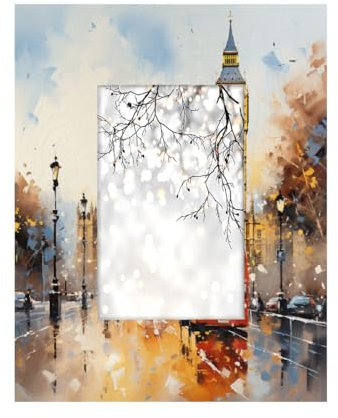 Bilderrahmen aus Holz und Acryl, umweltfreundlich, 10,2 x 15,2 cm, kratzfest, HD-Panel, Desktop/Wand, Dual-Use, London Red Bus Big Ben, Gemälde, Digitaldruck, Geschenkrahmen