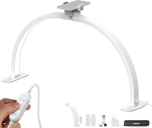 NEEWER Basics HM02-D Lámpara de uñas de Media Luna para Mesa, 36 W, Plegable, lámpara de Arco LED, manicura, Medio Anillo de luz con Soporte para teléfono móvil, para Maquillaje, Belleza, Tatuaje