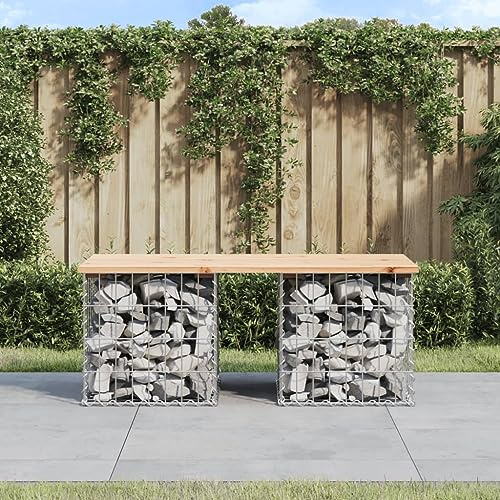LLEZKBR Outdoor-Sitzgelegenheit, Outdoor-Bänke, Gartenbank, Gabionen-Design, 103 x 44 x 42 cm, Massivholz, Kiefer