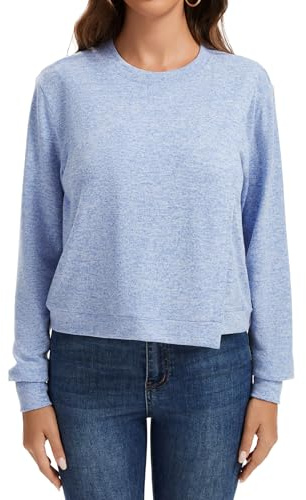 Sosolism Stillpullover für Damen Stilltop Langarm Still Sweatshir,Hellblau,Größe M