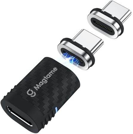 Magtame Plastic Fiber USB C zu USB C Magnetadapter 24Pin 240W (1Pack mit 2 Spitzen), Straight Type-C Extender, 40Gbps Schnellladen und 4K Video, Schützen Sie Port für Laptop, USB3/4