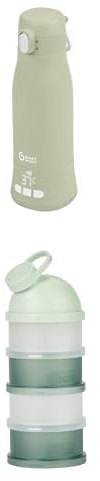 Babymoov Chauffe-Biberon Nomade sans Fil Moov & Feed Vert & Boites de Lait en Poudre Babydose Vert - Capacité 340ml - Eau ou Lait Maternel - Température réglable - Maintien au Chaud (jusqu'à 7h)