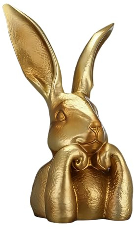 givuaime Easter Bunny Decorations, 2026 New Spring Rabbits Figurine, Premium Large Easter Gold Resin Bunny Table Decor, For Table Centerpieces, Spring Ornaments & Shelf Decor, Seasonal Gift (S)