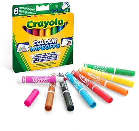 CRAYOLA - Pennarelli per Lavagna Bianca Lavabili, 8 Colori Assortiti, Punta Conica Grossa, 03-8223