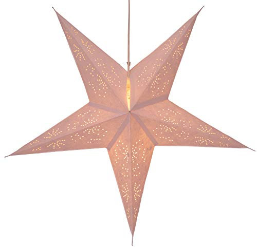 GURU SHOP Faltbarer Advents Leucht Papierstern, Weihnachtsstern 60 cm - Perseus Naturweiß, Papiersterne 60 cm