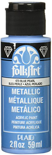 FolkArt Metallic Acrylic Paint in Assorted Colors (2 oz), 6102, 2 Ounce Blue Pearl