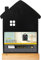 SECURIT - Silhouette Tischkreidetafel HOUSE + Weißer Marker - Doppelseitige Tischkreidetafel - Lackierter Holzständer - Für Cafés, Bars, Restaurants - 34,5x21x6cm - Naturfarben/Schwarz